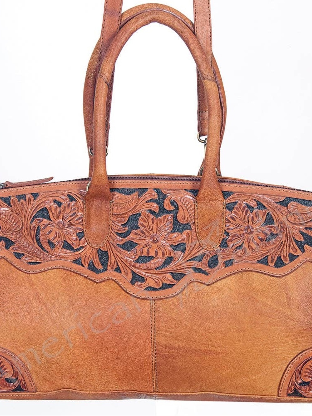 American Darling Tooled Leather Conceal Carry Satchel in Brown - Picture 5 of 7